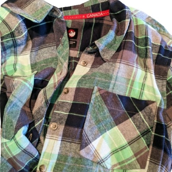 Canada Weathergear, Women's Button-Down, 2 Pockets, Plaid, Green/Black, Size XL - Picture 4 of 8